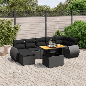 3272301 vidaXL Set mobilier de grădină cu perne, 8 piese, negru, poliratan