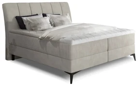 Pat matrimonial Boxspring 140 cm Alberto (bej) (cu saltele). 1027334