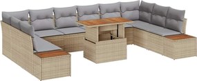 vidaXL Set de canapele pentru grădină 11 pcs Bej Rattan poli