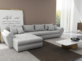 Colțar extensibil dumonde cu ladă de depozitare si sezut confortabil din spuma high-density, Loana XL Euphoria Dove 335x185 cm
