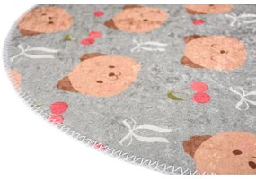 Covor pentru copii gri-maro lavabil ø100 cm Cute Teddies – Vitaus