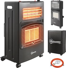 Outsunny Sobă pe gaz portabilă pliabilă 4,2 kW, neagră | Aosom Romania