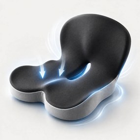 Perna ortopedica 2-in-1 sezut + suport lombar, forma L, memory foam, Gri Inchis