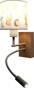 Brilagi - Lampă LED Flex. BOBO WOOD 1xE27/25W/230V + LED/3W stejar/alb/cu animaluțe