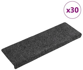 vidaXL Covorașe scări autoadezive, 30 buc., 65x21x4 cm, gri, cu margine dreptunghiulară