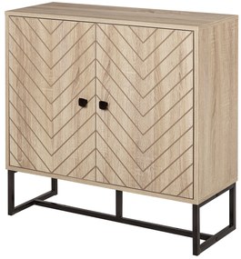 HOMCOM Bufet mobilier de depozitare 2 uși lemn și picioare din metal negru dim. 80L x 29,5l x 80H cm | Aosom Romania