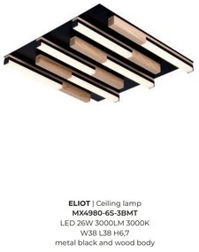 Plafoniera LED moderna cu detalii din lemn ELIOT