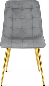 Scaun de dining SPLIT VELVET cu picioare aurii, gri deschis