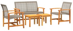 367605 vidaXL Set mobilier de grădină, 5 piese, poliratan gri/lemn de acacia