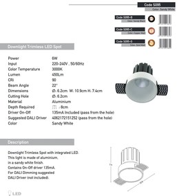 Spot LED incastrabil Trimless auriu 6W 3000K