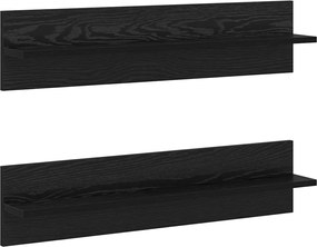 vidaXL Raft de perete cu raft 2 pcs Stejar Negru 80 x 11,5 x 18 cm