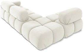 Colțar modular alb cu tapițerie din catifea (cu colț pe partea stângă) Lokua – Makamii