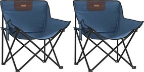 vidaXL Scaune de camping cu buzunar, pliabile, 2 buc., albastru