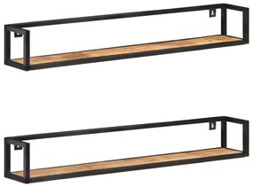 vidaXL Rafturi de perete, 2 buc., 120 cm, lemn de mango nefinisat