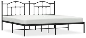353446 vidaXL Cadru de pat metalic cu tăblie, negru, 200x200 cm