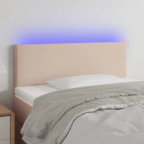 3121421 vidaXL Tăblie de pat cu LED cappuccino 100x5x78/88 cm piele ecologică