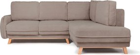 Colțar taupe extensibil/cu spațiu de depozitare cu tapițerie din catifea reiată (cu colț pe partea dreaptă/în formă de ”L”) Tori – Bonami Selection