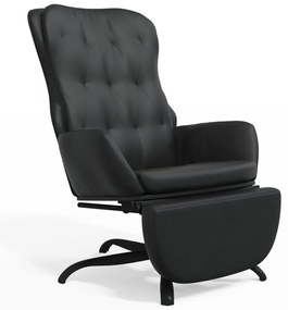 3097685 vidaXL Scaun de relaxare cu taburet, negru, piele ecologică