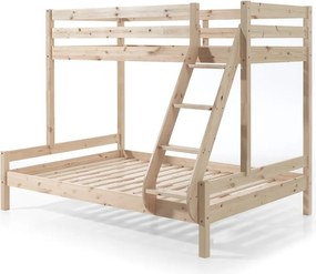 Pat supraetajat din lemn de pin 140x200/90x200 cm Pino - Vipack