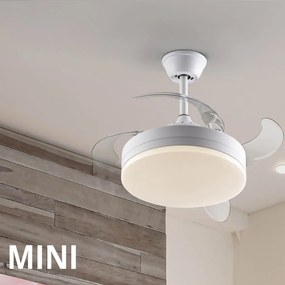 Lustra LED cu Ventilator si telecomanda, lame retractabile Mini Vento alb