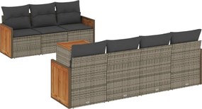 vidaXL Set canapele de grădină cu perne, 8 piese, gri, poliratan