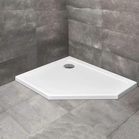 Cadita dus pentagonala Radaway Doros PT E 100x90 cm acril alb stanga