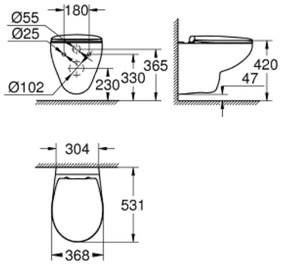 Vas wc suspendat rimless cu capac soft close Grohe Bau Ceramic