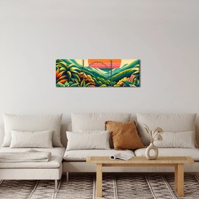 Tablou - Apus de soare multicolor (cu ceas) (90x30 cm)