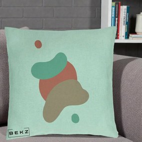 Perna Decorativa Abstract Forme Fluide Coral, 40x40 cm, Verde Menta, Husa Detasabila, Perna Inclusa, BEKZ®