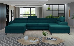 Canapea modulara, extensibila, cu spatiu pentru depozitare, 370x98x190 cm, Josette R01, Eltap (Culoare: Verde inchis / Matt Velvet 75)