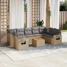 vidaXL Set canapele de grădină cu perne, 10 piese, bej, poliratan