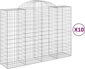 vidaXL Coșuri gabion arcuite 10 buc, 200x50x140/160cm, fier galvanizat