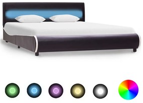 285022 vidaXL Cadru de pat cu LED, negru, 120 x 200 cm, piele ecologică