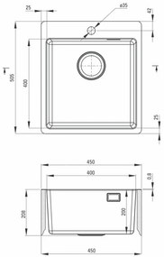 Chiuveta Deante Olfato inox satinat 45x51 cm