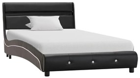 280332 vidaXL Cadru de pat cu LED, negru, 90 x 200 cm, piele artificială