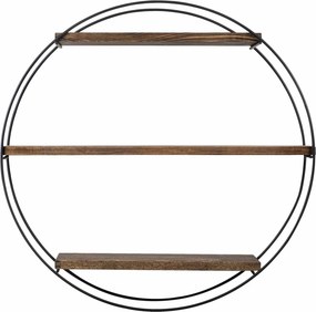 Raft TULIPA, nuc/negru, lemn/metal, 60x15x60 cm