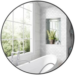 HOMCOM Oglinda rotunda oglinda baie cadru metalic usor de instalat, pentru dormitor, living, intrare, Ø 70 x 2,5 cm negru | Aosom Romania