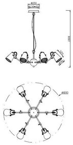 Lustră pe cablu EDWARD 6xE14/40W/230V Trio