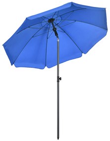 Outsunny Umbrelă de Soare pentru Plajă cu Tetieră care se Înclină la 45° și Design în 2 Secțiuni, Ø180x209 cm, Albastru | Aosom Romania