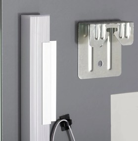 Kleankin Oglindă Baie cu Lumină LED Reglabilă pe 3 Culori și Raft din Sticlă, 50x12x70 cm, Argintiu | Aosom Romania