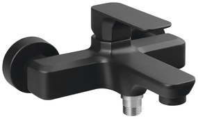 Baterie negru-mat pentru cadă cu montare pe perete (2 ieșiri) Spy – Sapho