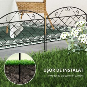 Outsunny Lot de 5 panouri de gard de grădină decorative din metal, bordură de grădină, pat de flori - dim. 305 x 43 cm | Aosom Romania