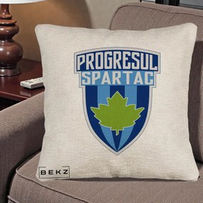 Perna Personalizata Progresul Spartac Fotbal, 40x40 cm, Bej Canapea, Husa Detasabila, Perna Inclusa, BEKZ®