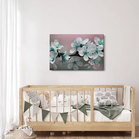 Tablou cu floare - turcoaz (90x60 cm)