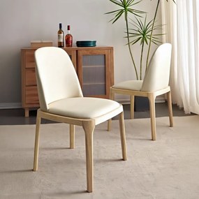 Scaun de sufragerie, natural/bej, piele ecologică, ZENTRA