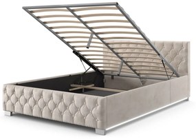 Pat tapitat Nizza 180 x 200 cm cu iluminare LED de culoare bej