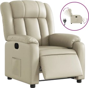 vidaXL Fotoliu rabatabil electric, crem, piele ecologică