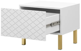 Set de noptiere Scalia II 50 1S 2 buc. - alb mat / picoare aurii