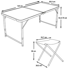 Masa camping cu 4 scaune