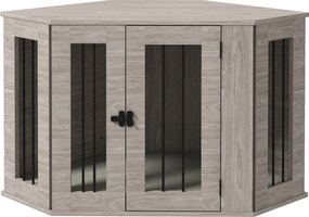 PawHut Cușcă pentru câine, cușcă, design colțar, incl. încuietoare, 1 pernă de odihnă, 104 x 55 x 63 cm, Maro | Aosom Romania